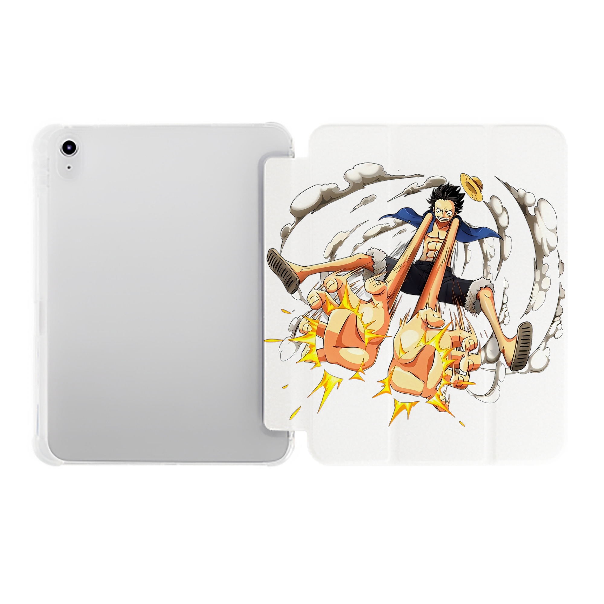 （画像用） ワンピース モンキー・D・ルフィ ONE PIECE Monkey D. Luffy IPad ケース ペン収納付き 三つ折りスタンド PUレザー×シリコン 対応機種9.5/10.5/10.9インチ